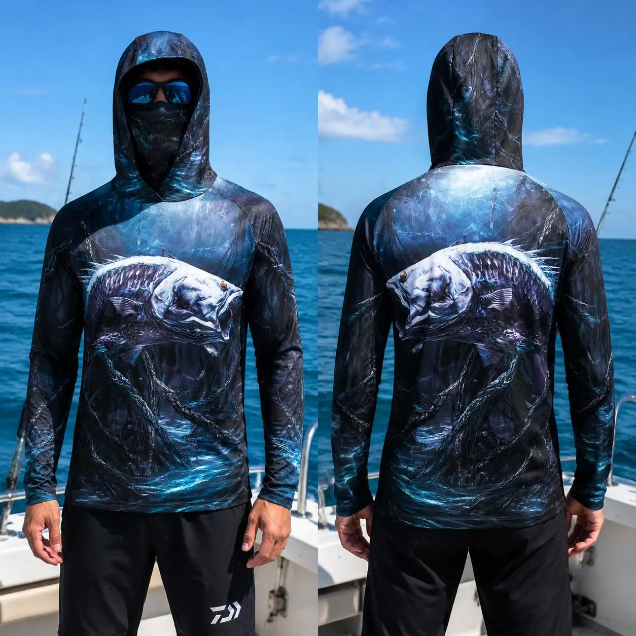 Camisa de pesca masculina com  - Fishing Shirt Uv Protection avaliação e preço