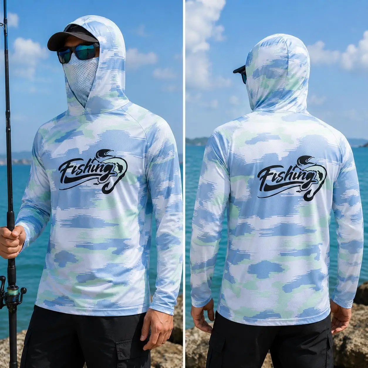 Camisa de pesca masculina com  - Fishing Shirt Uv Protection avaliação e preço