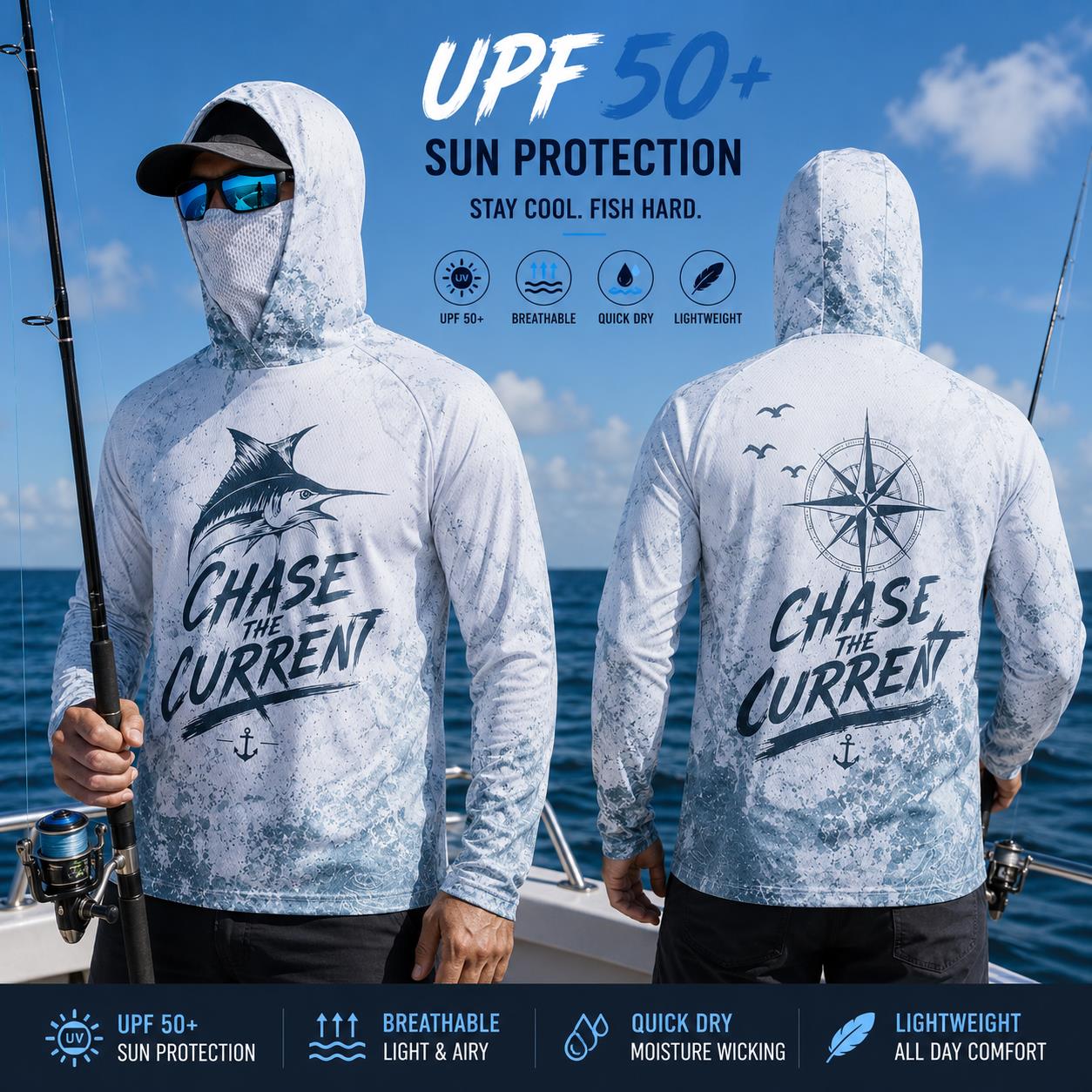 Camisa de Pesca com Capuz para - Fishing Mask Sun Protection avaliação e preço